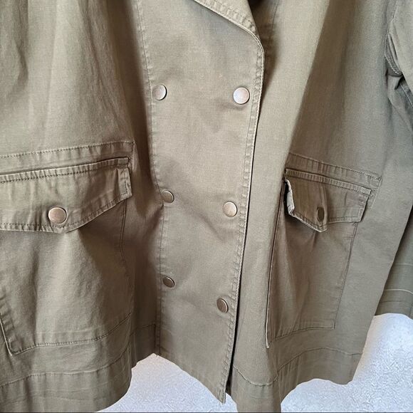 Kensie Jeans Army Green Double Breasted Utility Jacket - Picture 3 of 9